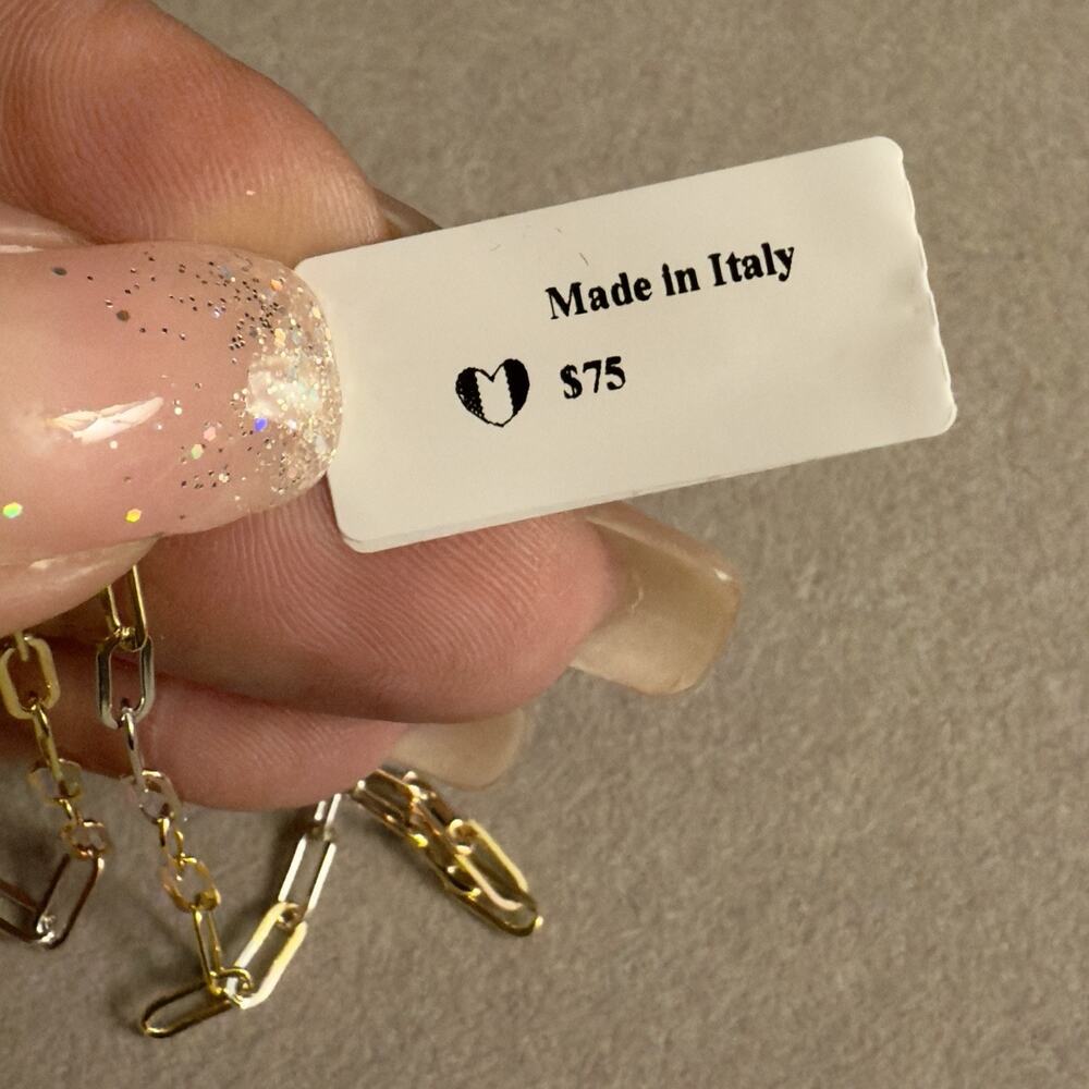 3mm Tri Gold Paperclip Anklet 10in/ 925 Silver Made In Italy BSI~NEW - Picture 4 of 6